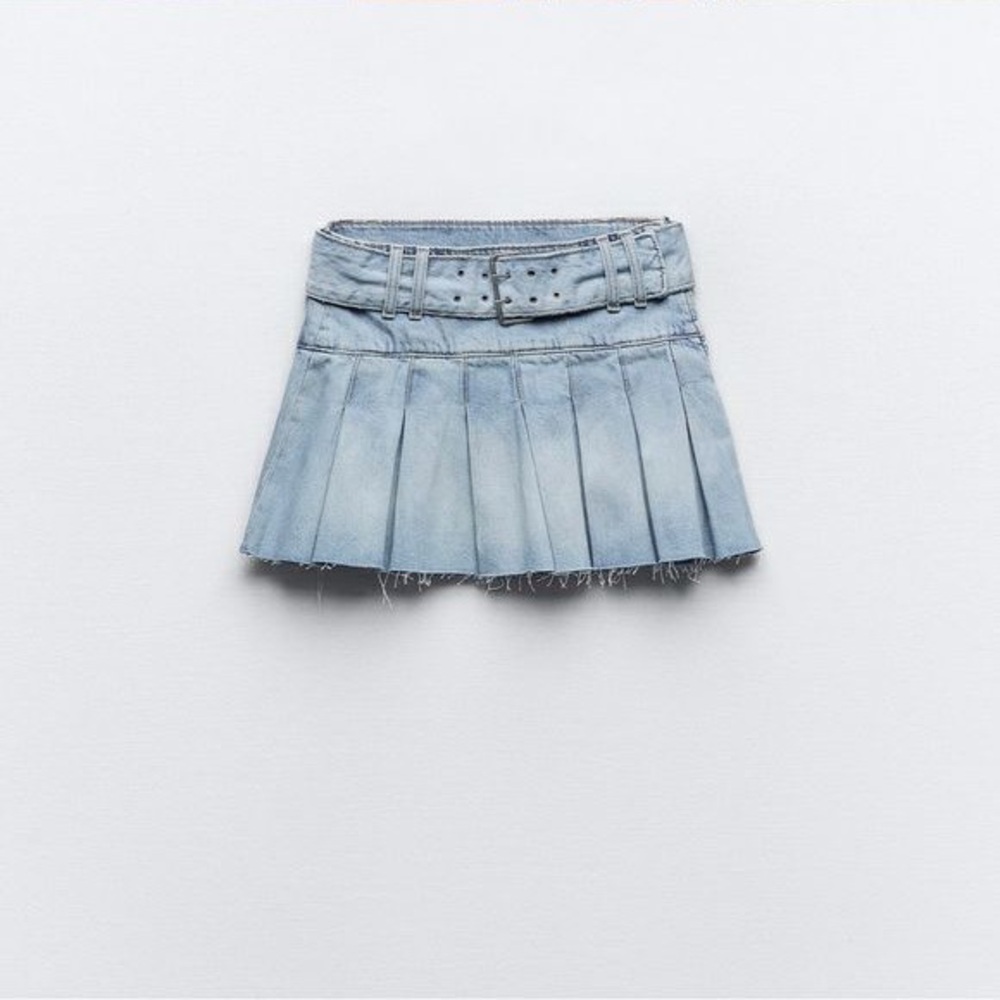 🖤ZARA Denim Pleated Skirt Mini Belted 3660/291🖤